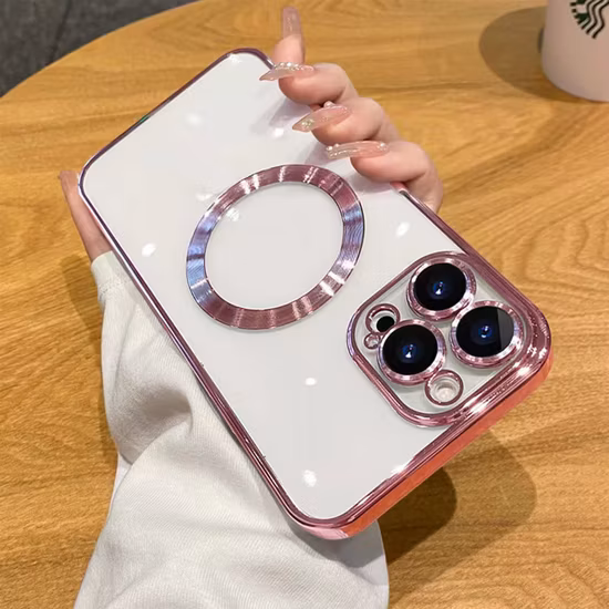 高品質 Magsafe 磁気透明金属カメラレンズフレームクリア携帯電話ケース iphone 11 12 13 14 アクリルバックカバー部品